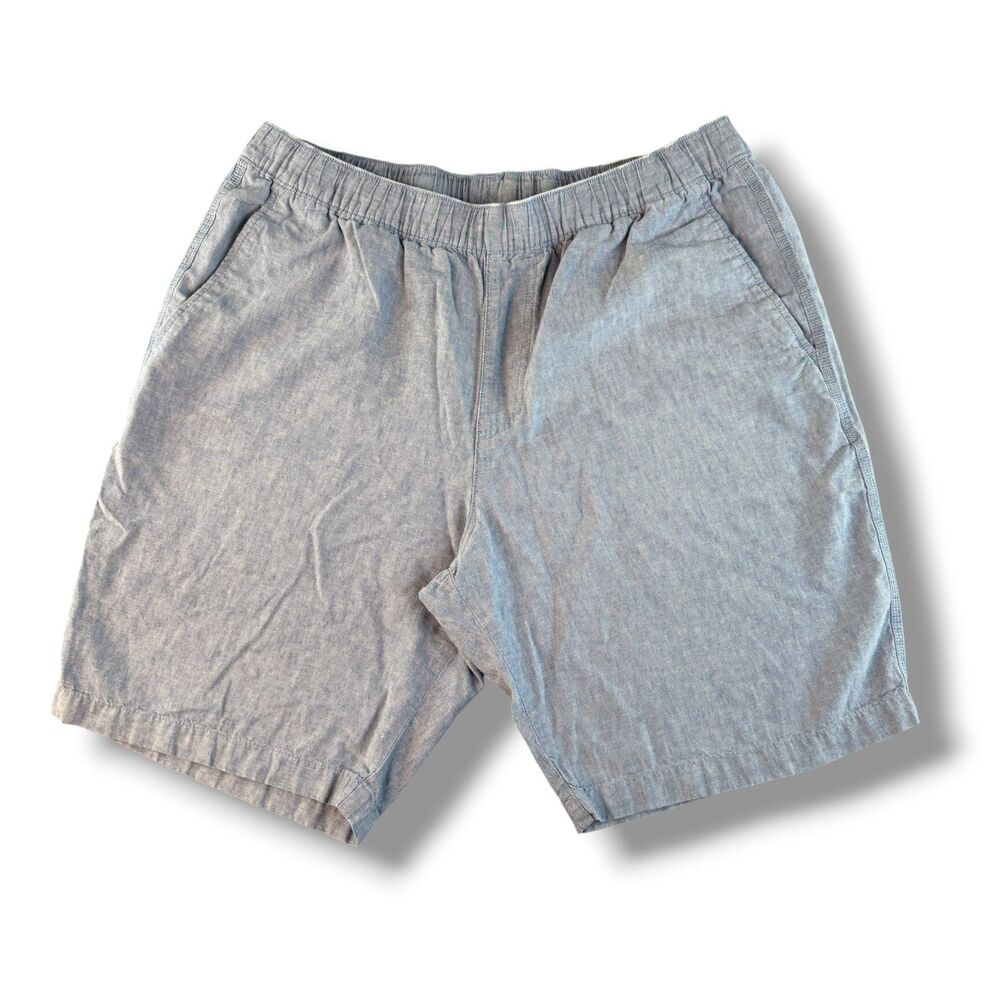 Uniqlo Blue Linen Blend Men's Shorts Size L 33"/36"Lightweight Drawstring Waist